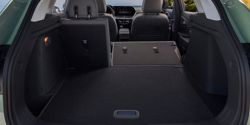The cargo space available when you fold down the seats in the 2025 Chevrolet Trax in Akron, OH