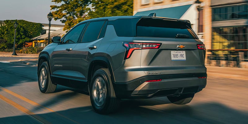 2026 Chevrolet Equinox rear view in Akron, OH, showcasing a sleek and modern design with LED taillights, sporty rear bumper, and practical liftgate for easy access to cargo.