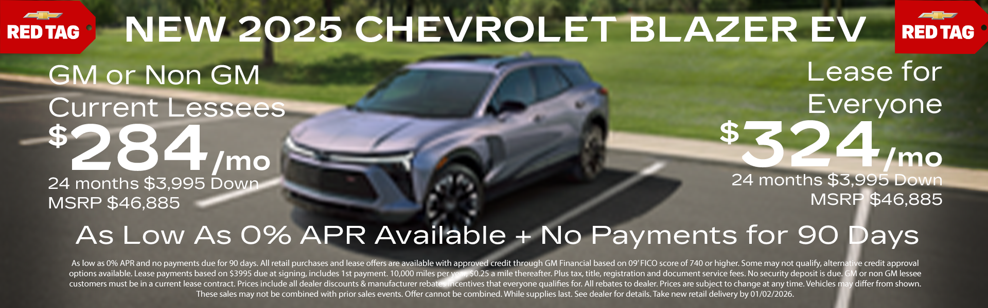 Red blazer ev on road. Santa in sunglasses in red car waving