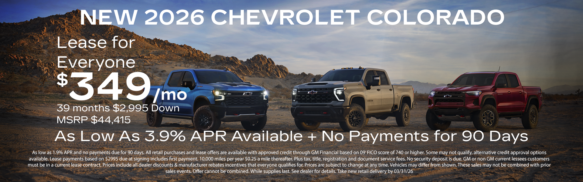 Colorado lineup in dessert.