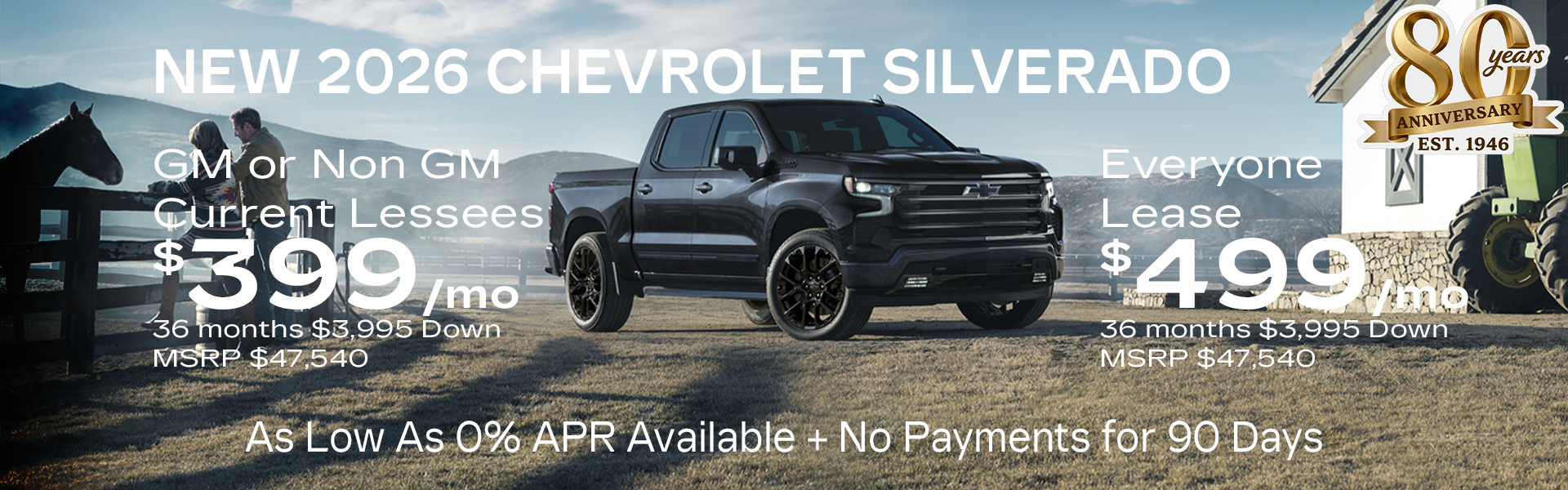 Silverado parked on ranch. 